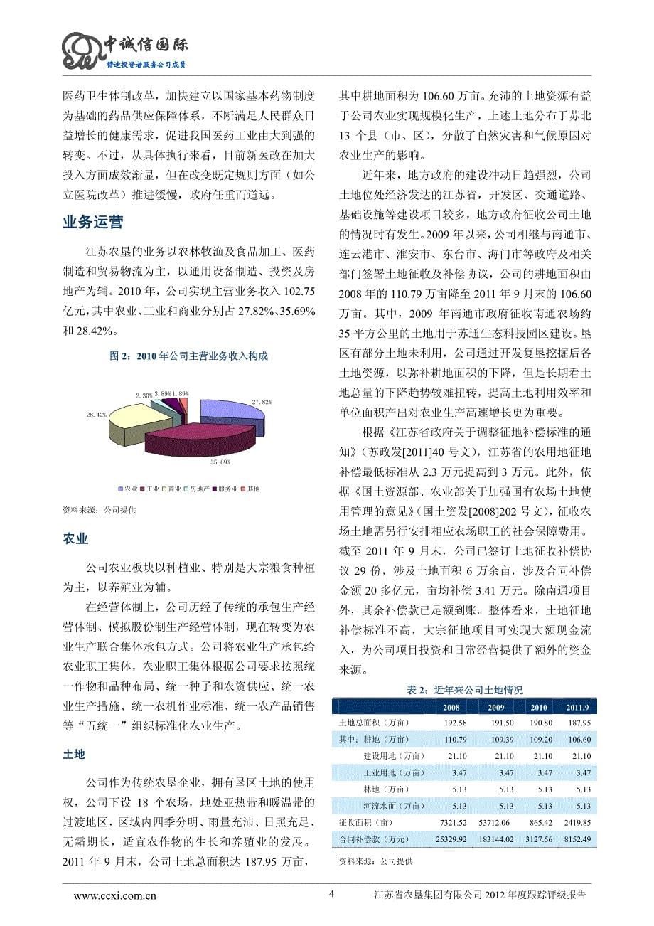 中诚信国际：江苏农垦集团2012年跟踪评级报告_第5页