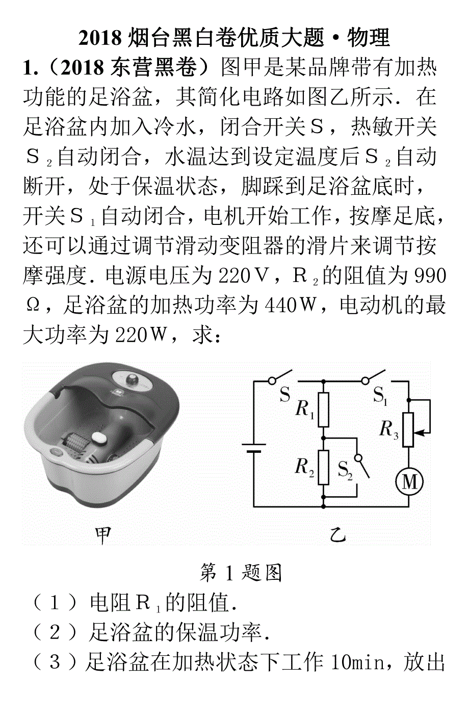 2018年山东烟台中考黑白卷优质大题物理_第1页