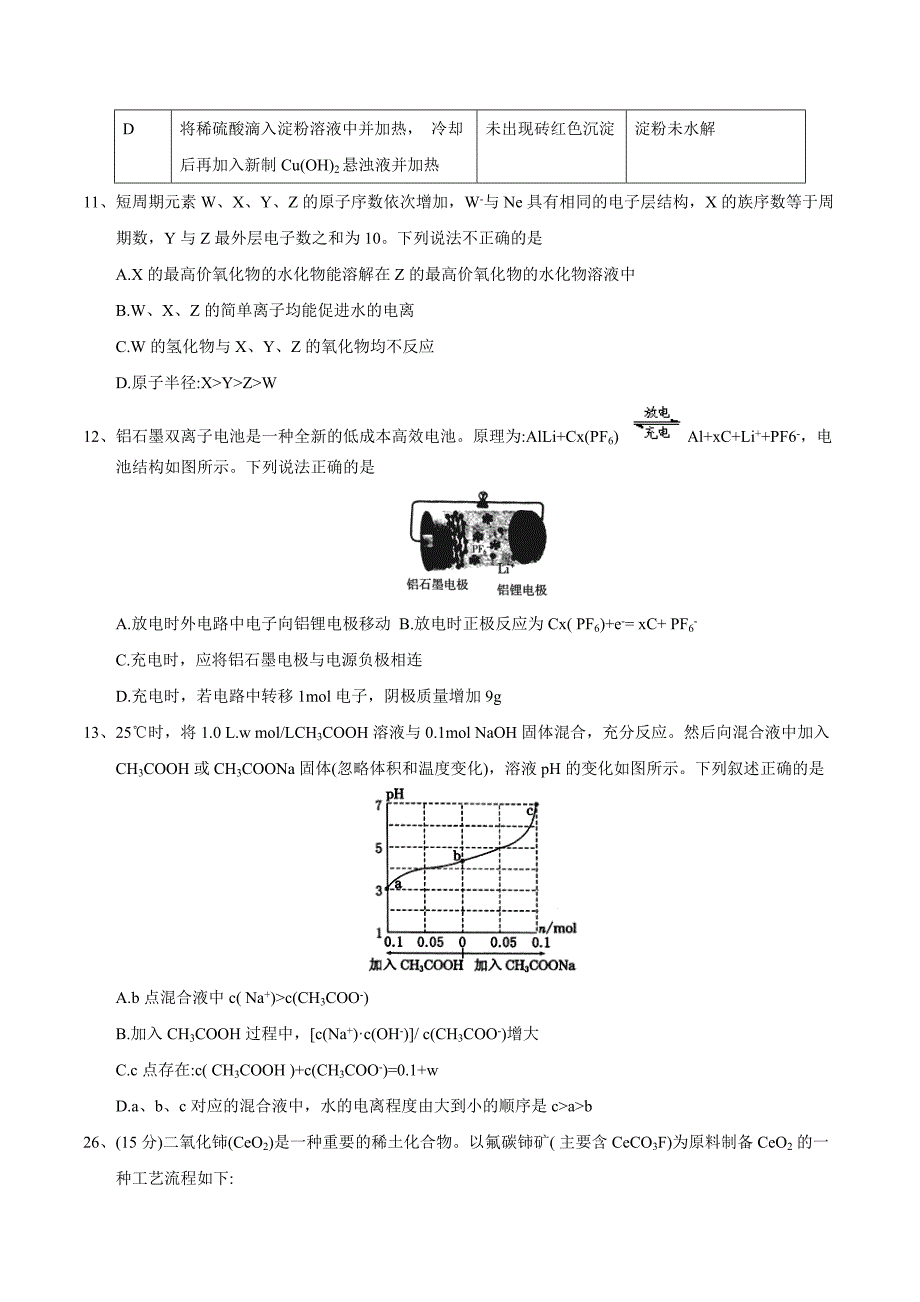 2018全国卷模拟考试理综化学试题及答案_第2页