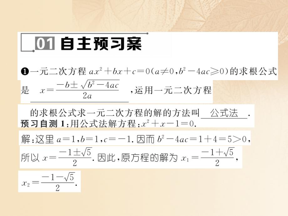 2017年秋九年级数学上册22一元二次方程的解法222公式法作业课件（新版）湘教版_4_第2页