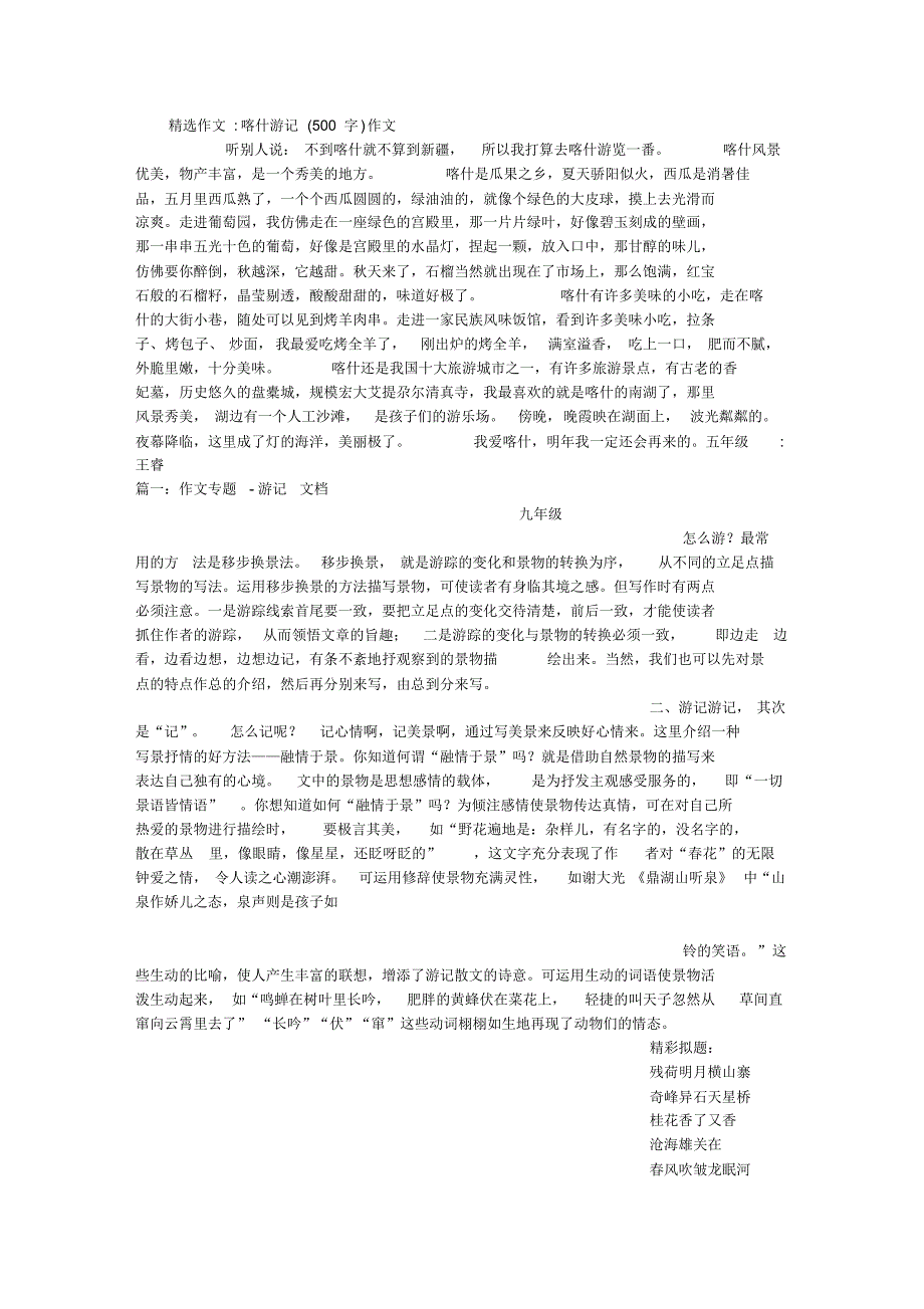 喀什游记(500字)作文_第1页