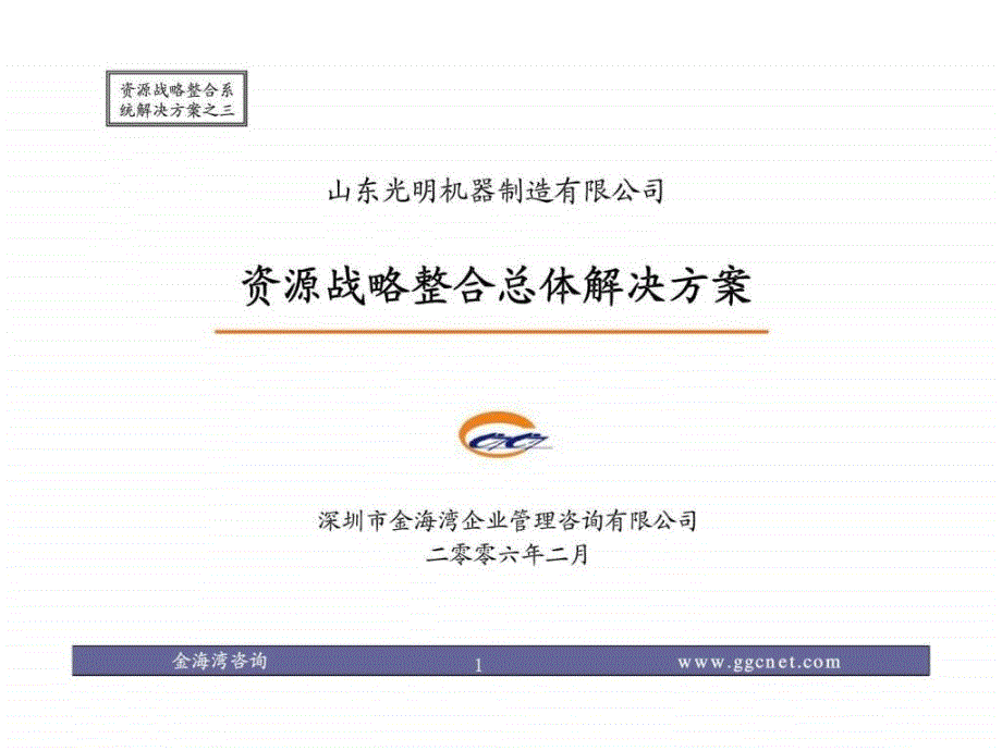 金海湾—山东光明机械光明战略定位及总体解决方案_第1页