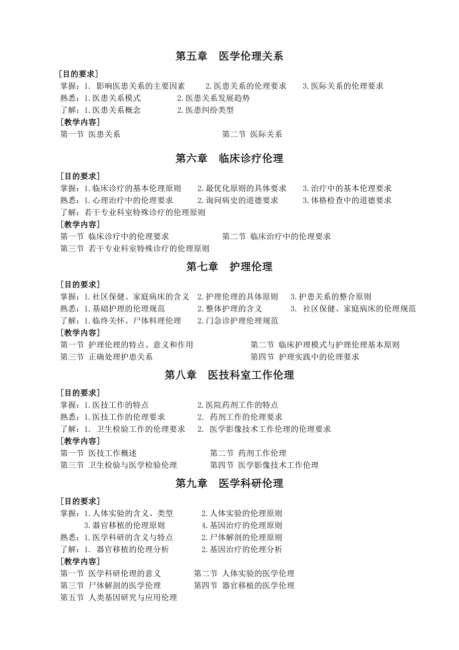 医学伦理学教学大纲-专(杨)_第4页