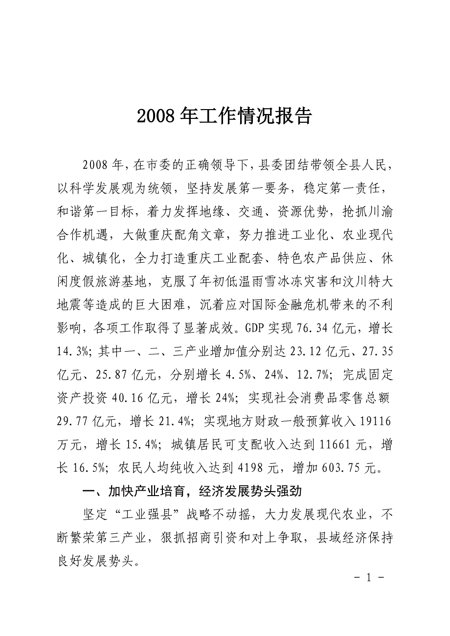 2008年工作情况报告_第1页