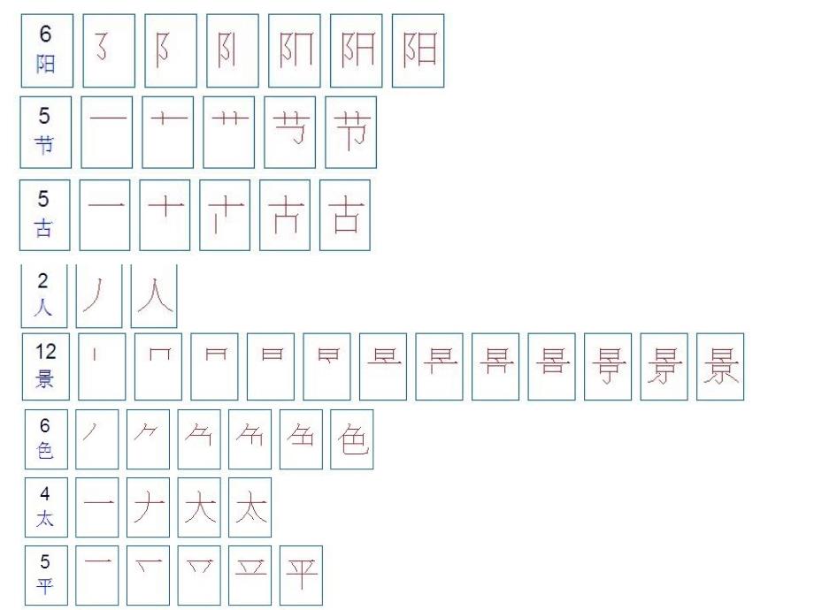 沪教版一年级上学期从32课起课文内生字的笔顺_1_第2页