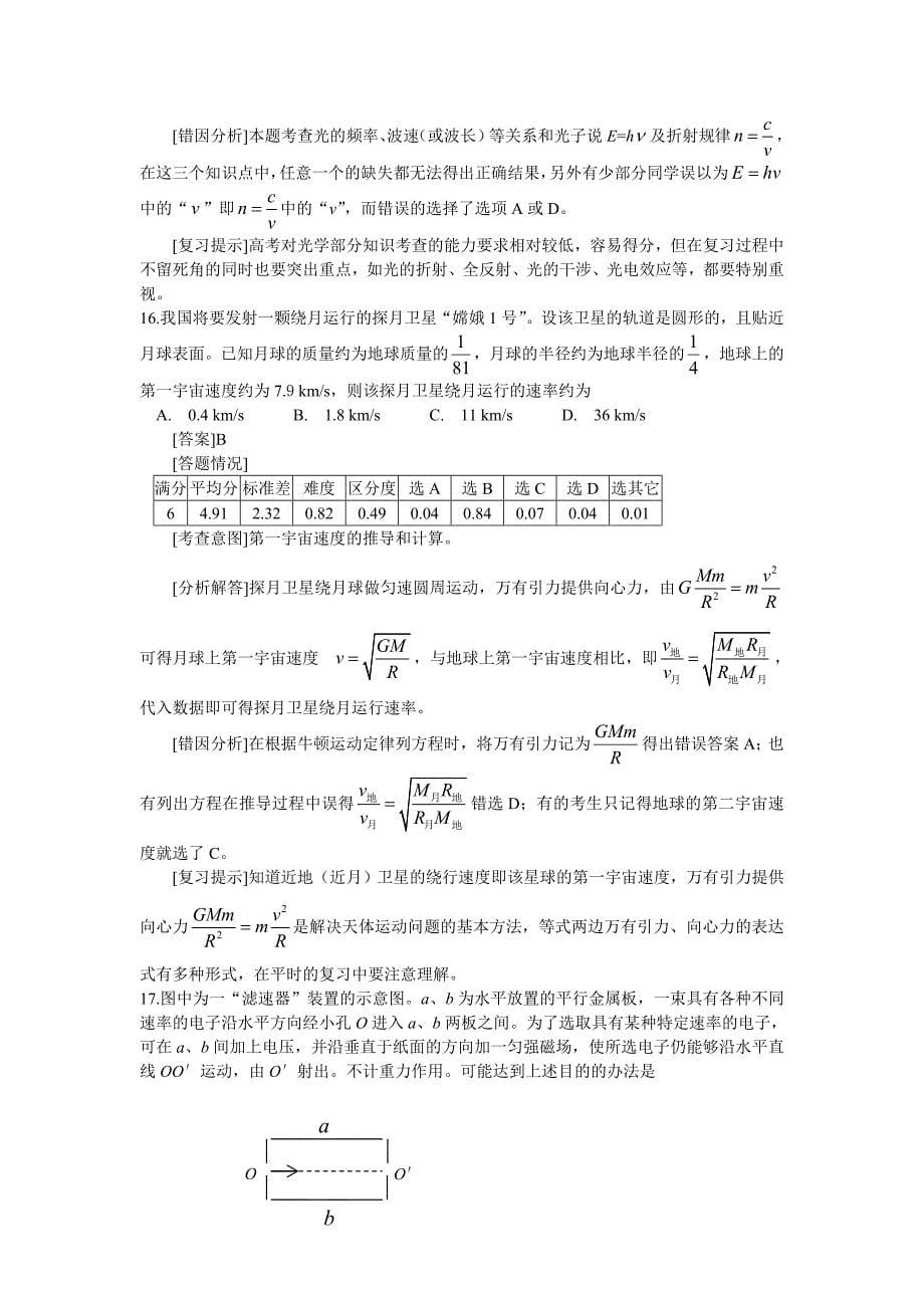 高定价2006年高考物理质量分析_第5页