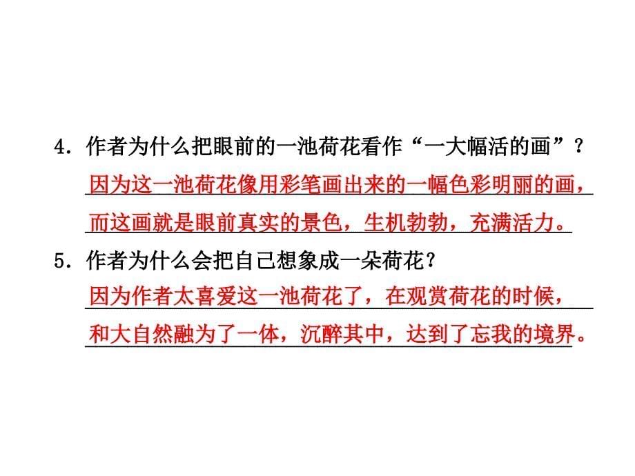 三年级下语文一课一练3.荷花课后作业（a组-基础篇）人教新课标_第5页