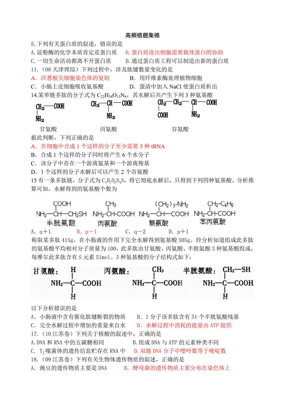 高频错题集锦_第1页