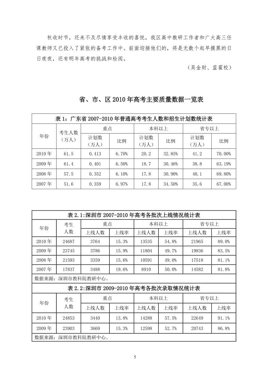 龙岗区教育教学质量信息报告2010年第8号-关于促进龙岗区基础教育内涵_第5页