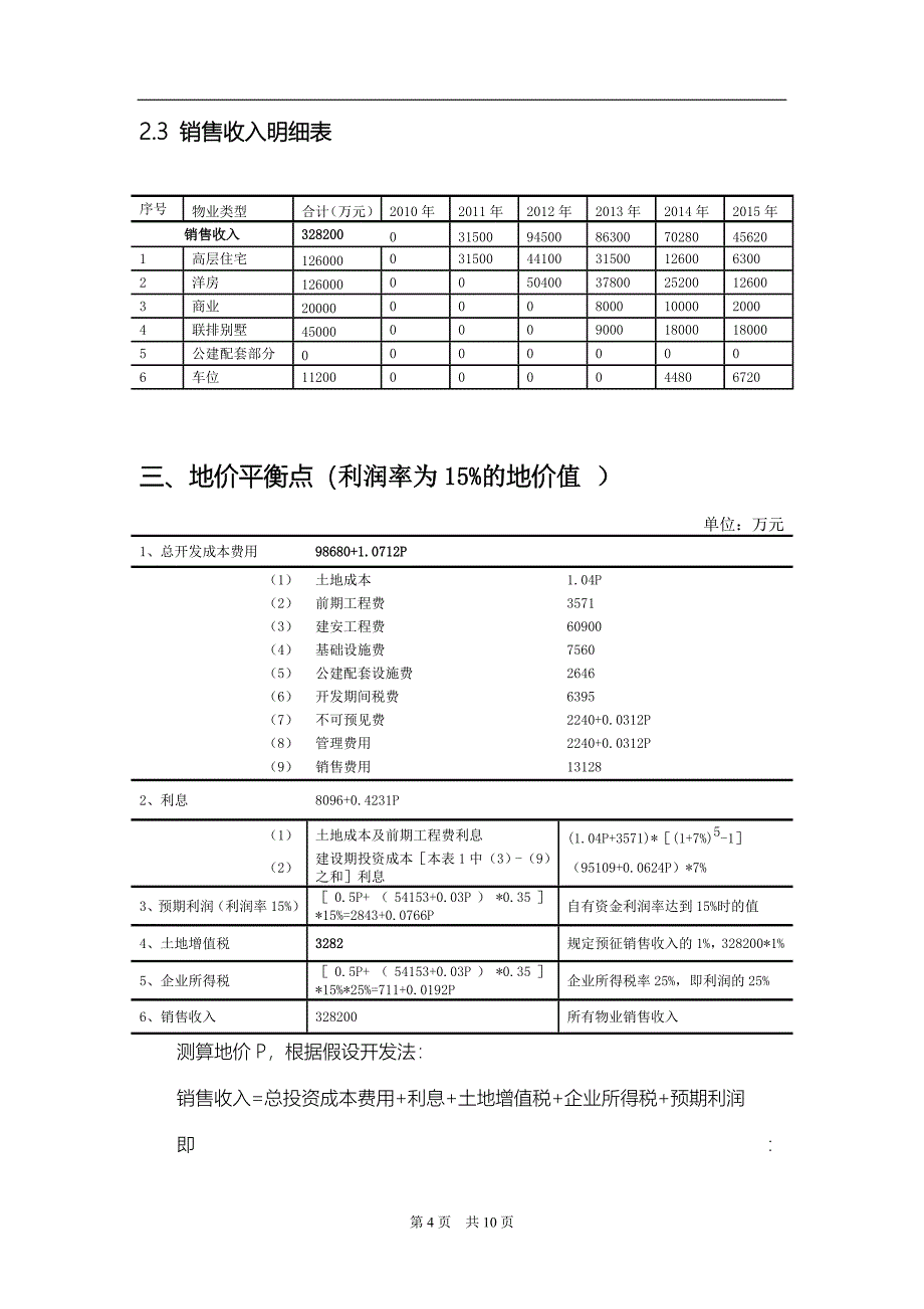 房地产项目前期经济测算_第4页