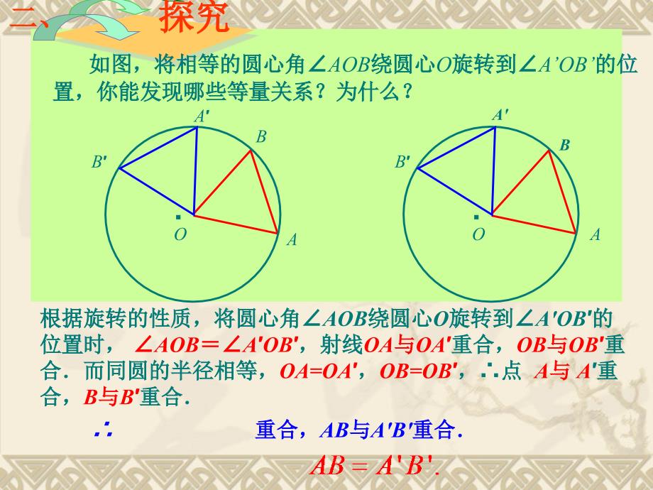 3.2圆的对称性(2)弧、弦、圆心角的关系定理_第3页