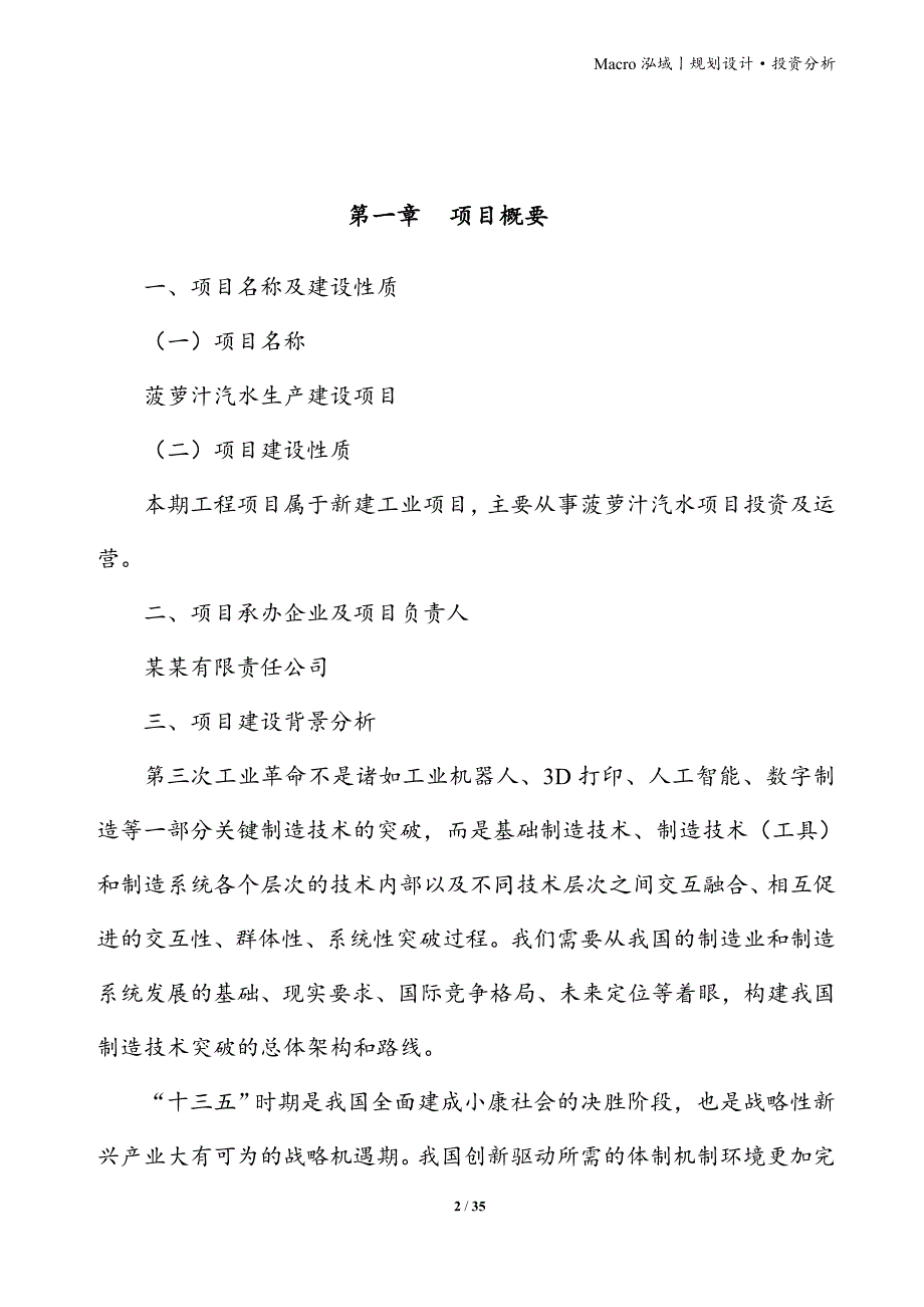 菠萝汁汽水项目立项申请报告_第2页