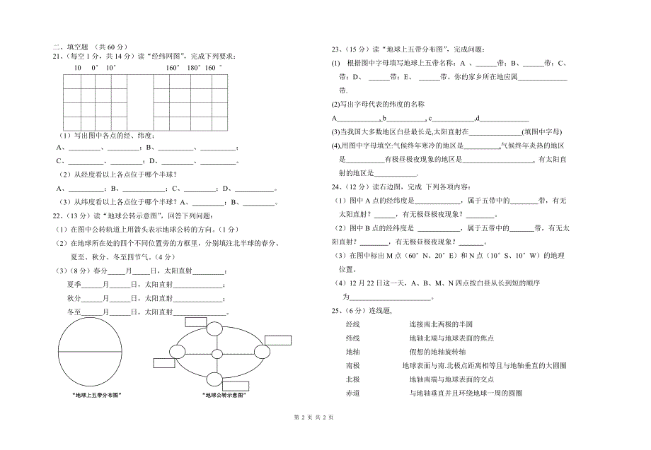2006年七年级地理9月份月考试题_第2页