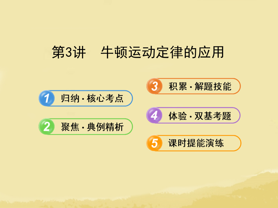 全程复习（广西专用）（广西专用）2014年高考物理一轮复习33牛顿运动定律的应用课件新人教版_第1页