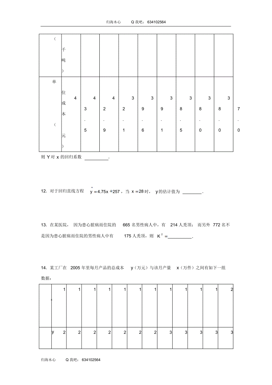 新人教A版数学选修1-2：第一单元统计案例练习题2_第4页
