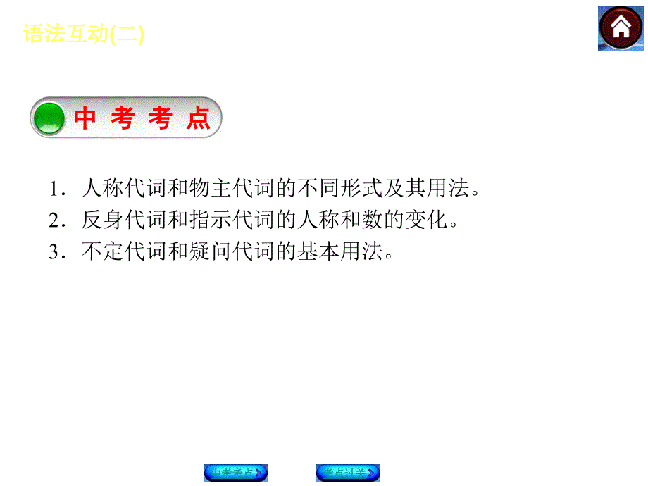 最新中考必备（吉林专版新课标rj）2014中考九年级英语复习方案课件语法互动（二）代词_第3页