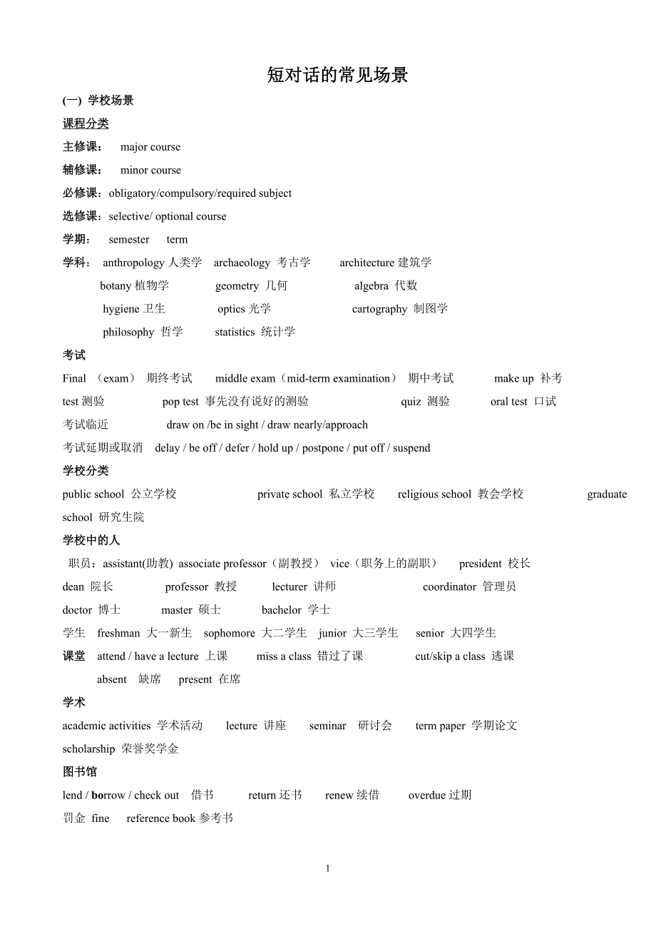 四级考试场景词汇及逻辑关系词_第1页