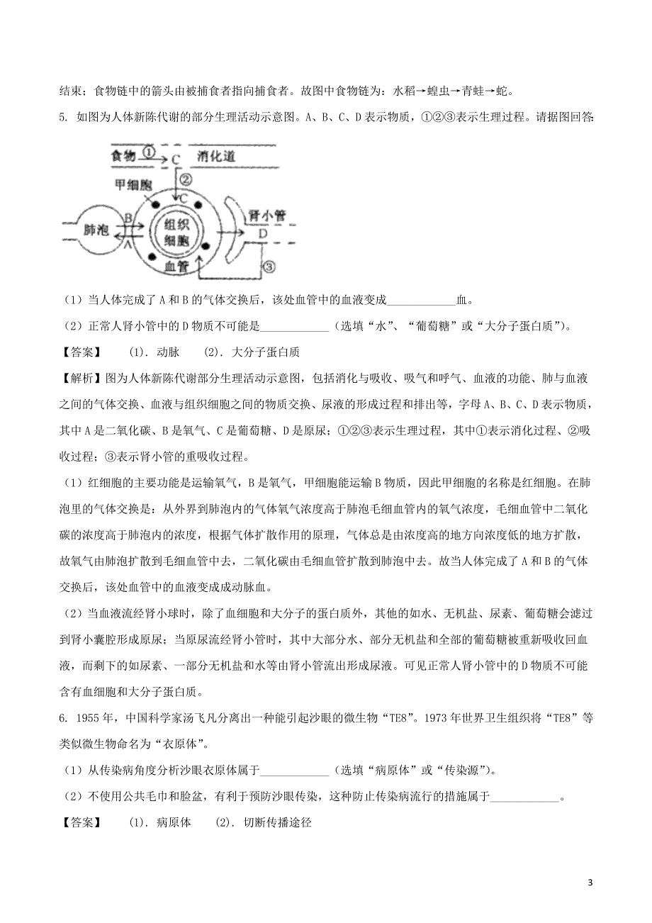 浙江省义乌市2018年中考科学（生物部分）真题试题（含解析）_第3页