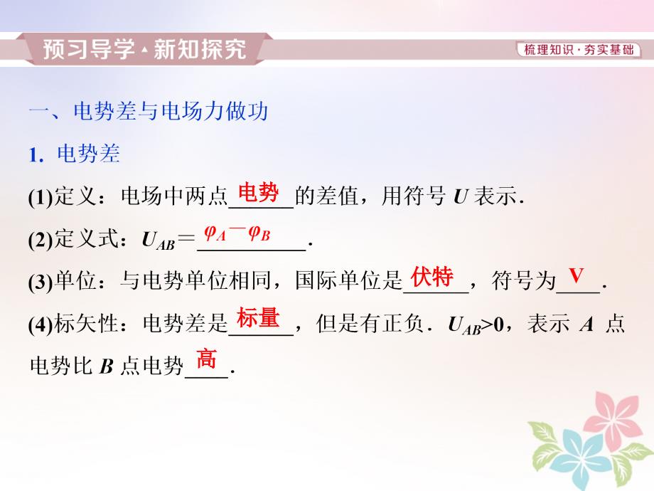 2018年高中物理第2章电势能与电势差第3节电势差课件鲁科版选修3-1_第3页