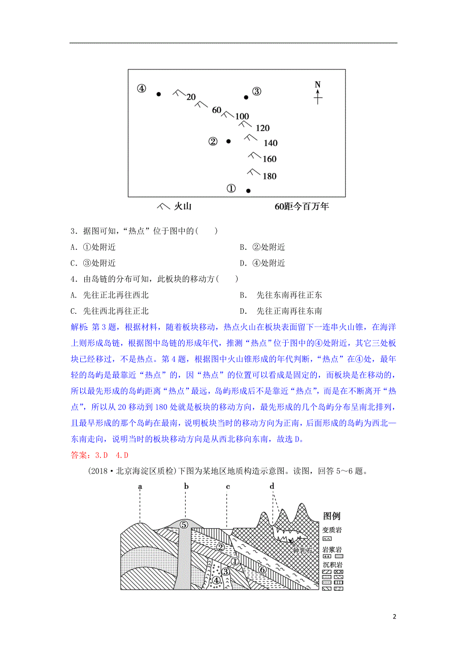 2019年高考地理一轮复习第五章地表形态的塑造第2讲山地的形成练习新人教版_第2页