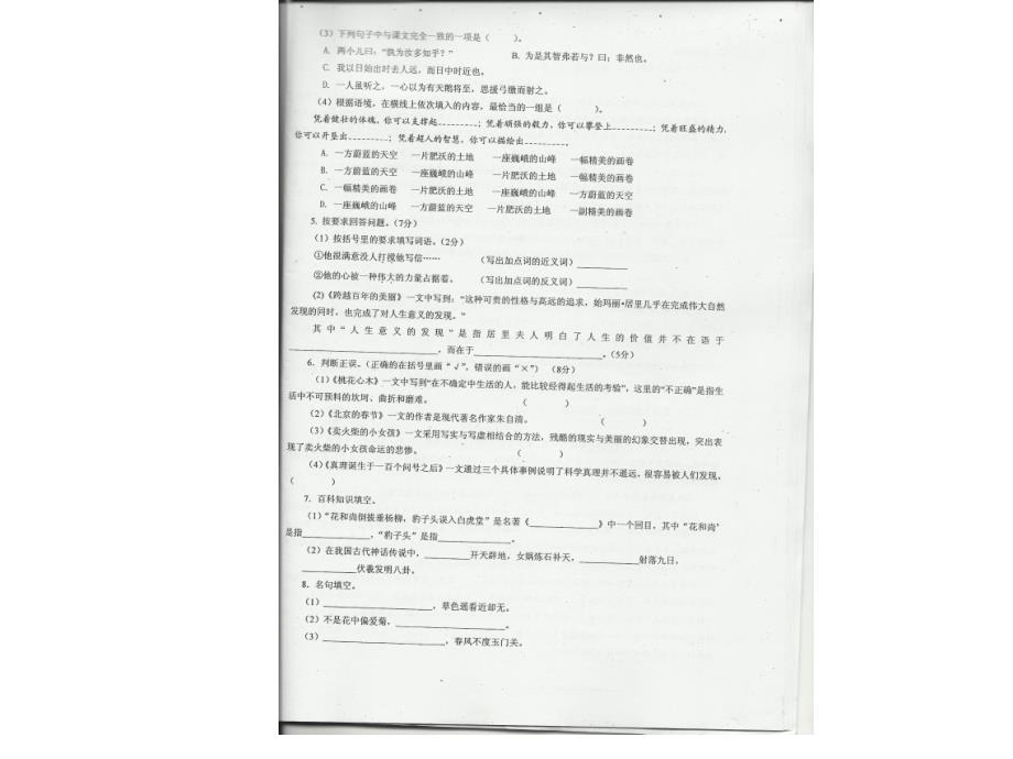 2012年广州三所民校小升初模拟卷(附答案)-语文_第3页
