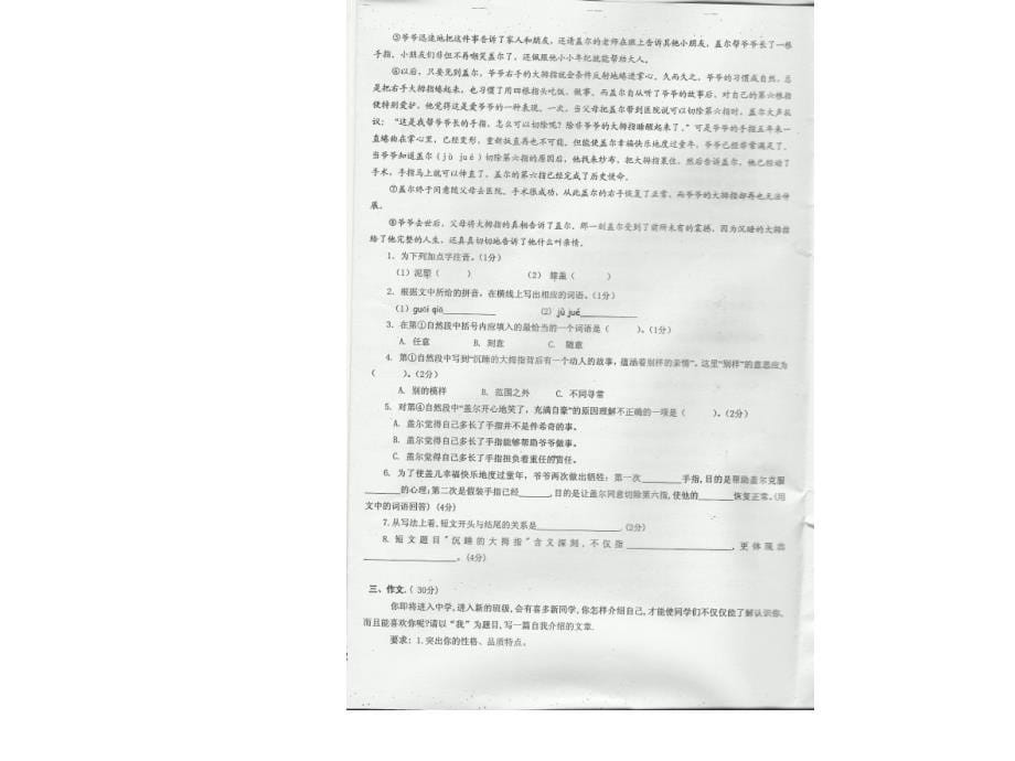 2012年广州三所民校小升初模拟卷(附答案)-语文_第5页