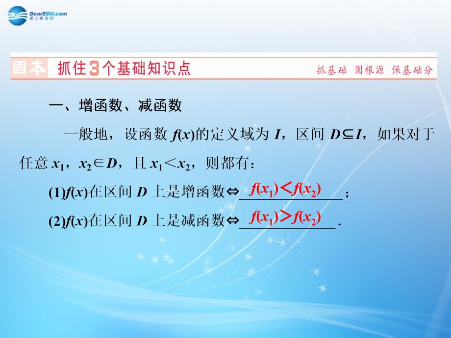 【高考讲坛】（新课标，山东专用）2015届高考数学总复习第2章第2节函数的单调性与最值课件理_第3页