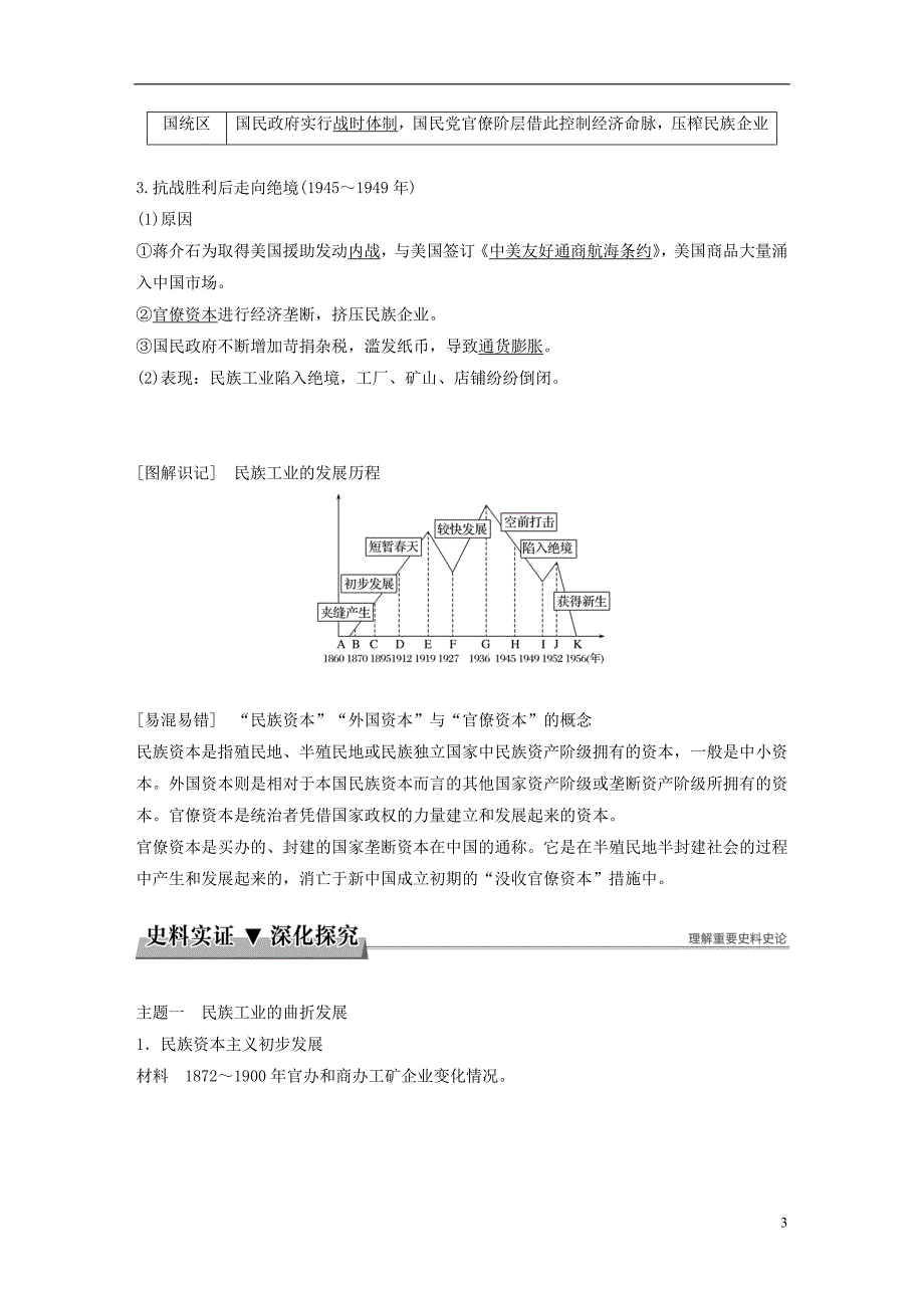 江苏专版2017_2018学年高中历史第三单元近代中国经济结构的变动与资本主义的曲折发展第10课中国民族资本主义的曲折发展学案新人教版必修_第3页