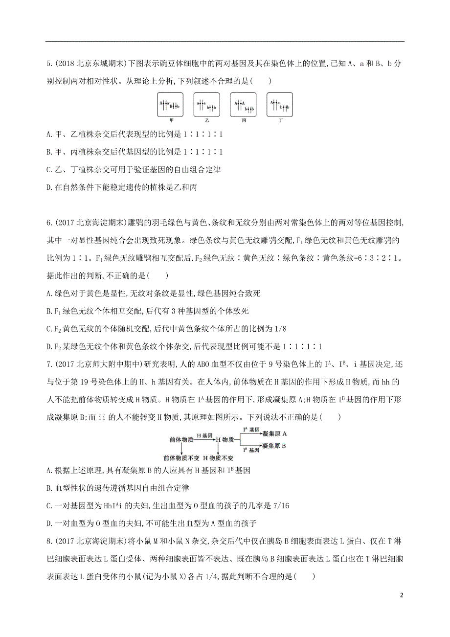 北京专用2019版高考生物一轮复习第5单元遗传的基本规律第15讲基因的自由组合定律夯基提能作业本_第2页