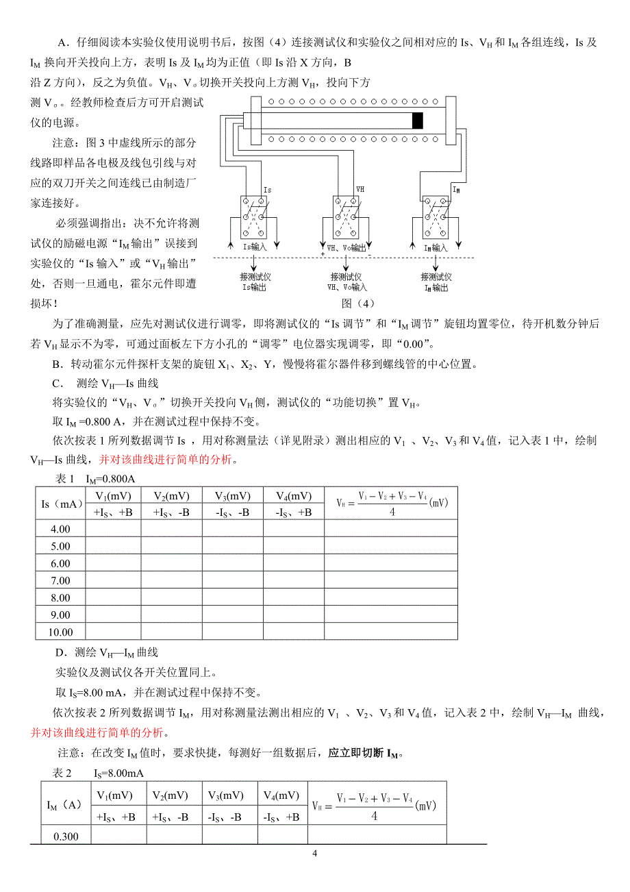 霍尔效应法测定螺线管轴向磁感应强度分布_第4页