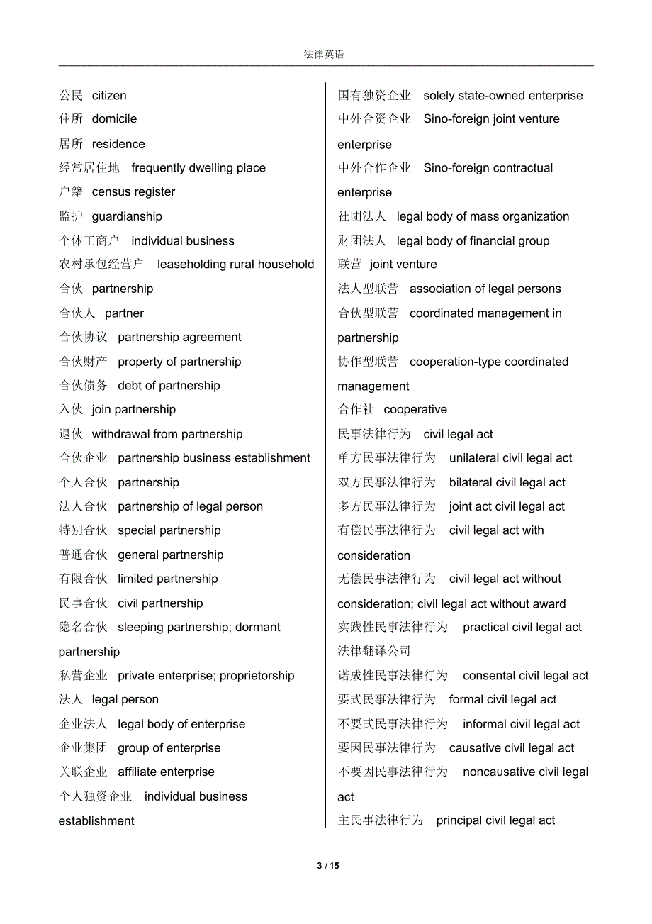 法律英语词汇大全(完美版)_第3页