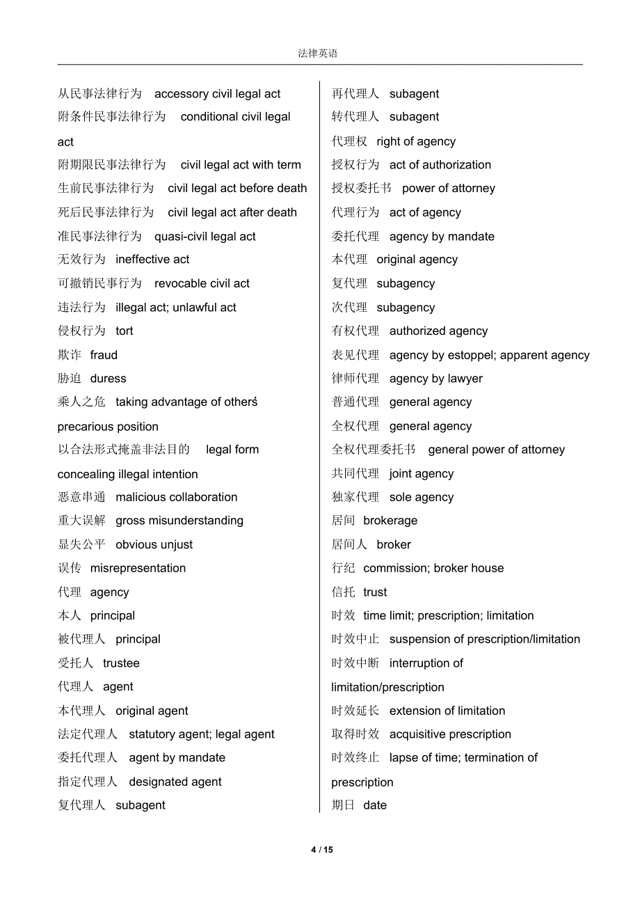 法律英语词汇大全(完美版)_第4页