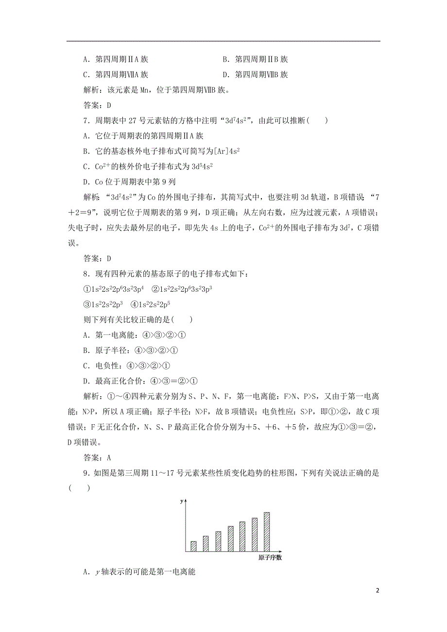 2019版高考化学一轮复习专题12第36讲原子结构与元素性质练习苏教版_第2页