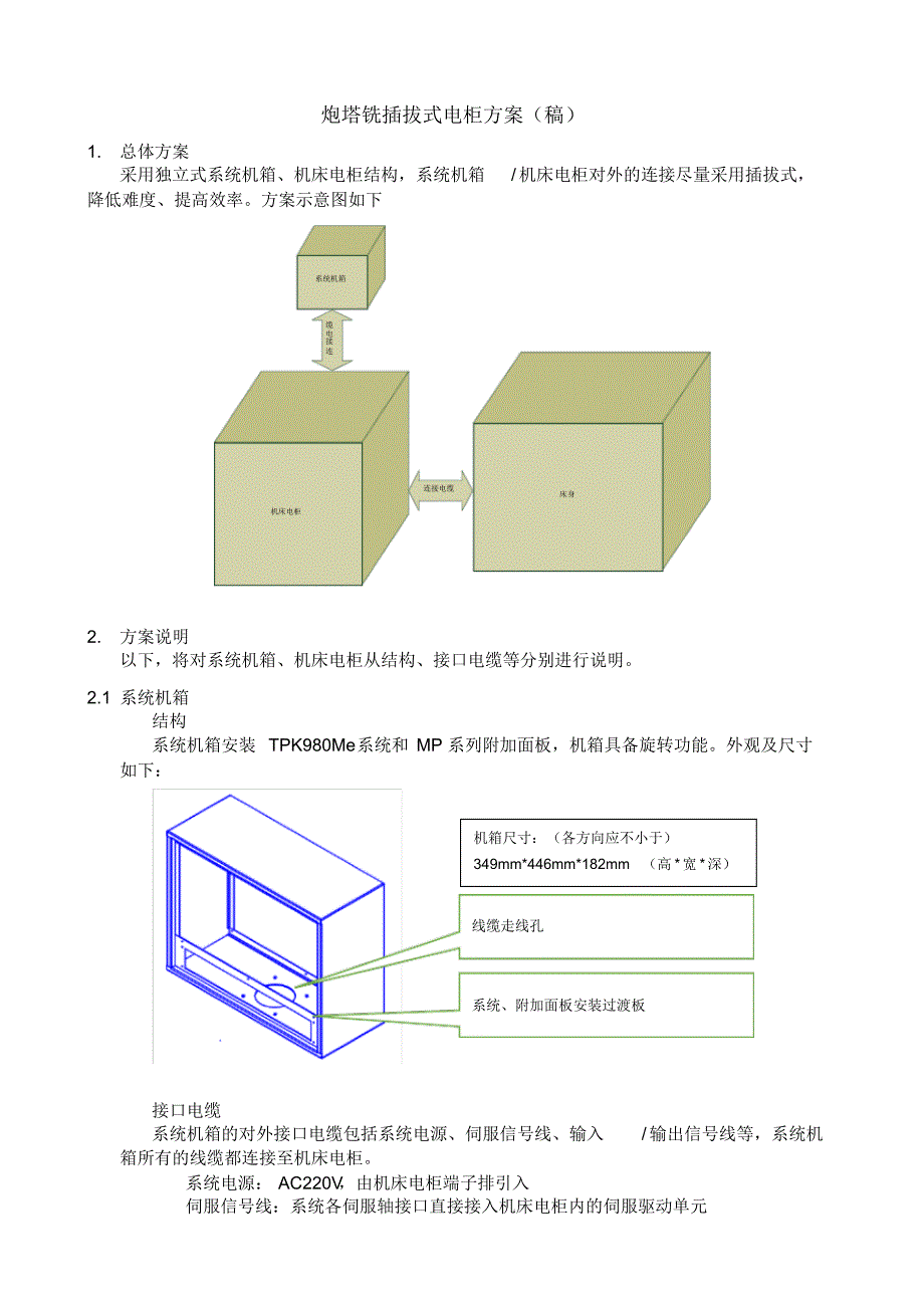 炮塔铣插拔式电柜方案(稿)_第1页