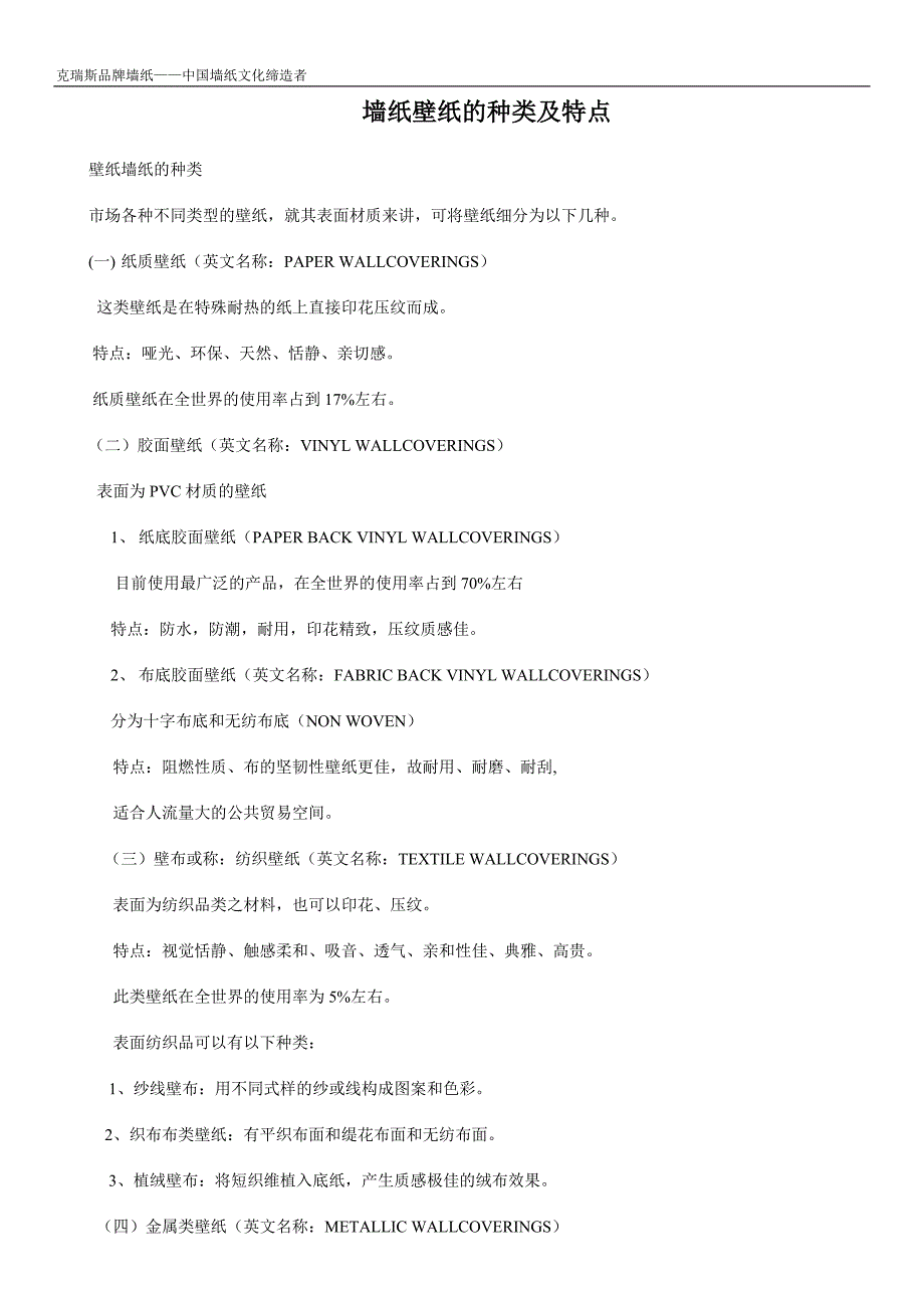 墙纸壁纸的种类及特点_第1页