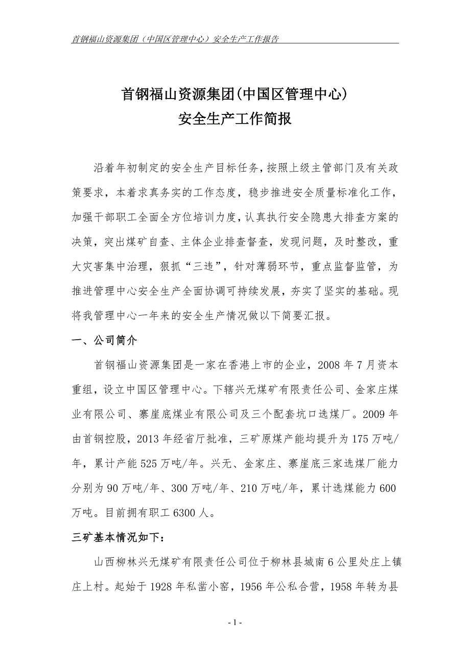 安全生产汇报材料解析_第1页