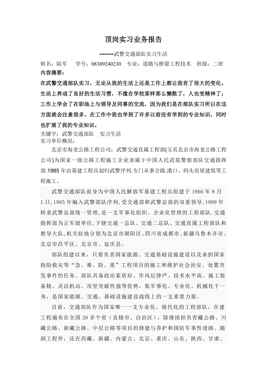 陆军顶岗实习报告_第1页