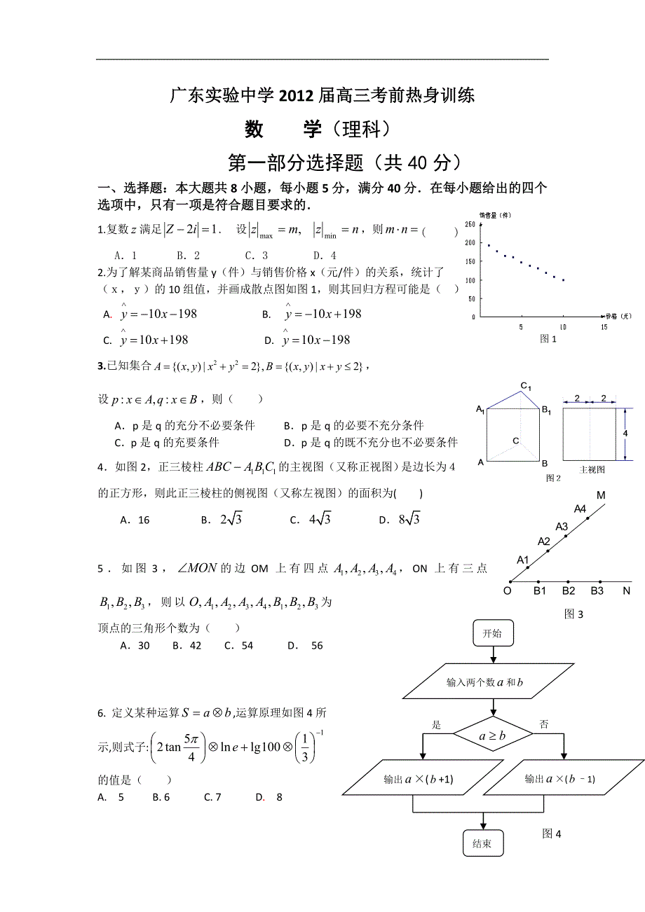 高三考前热身训练试题数学理_第1页