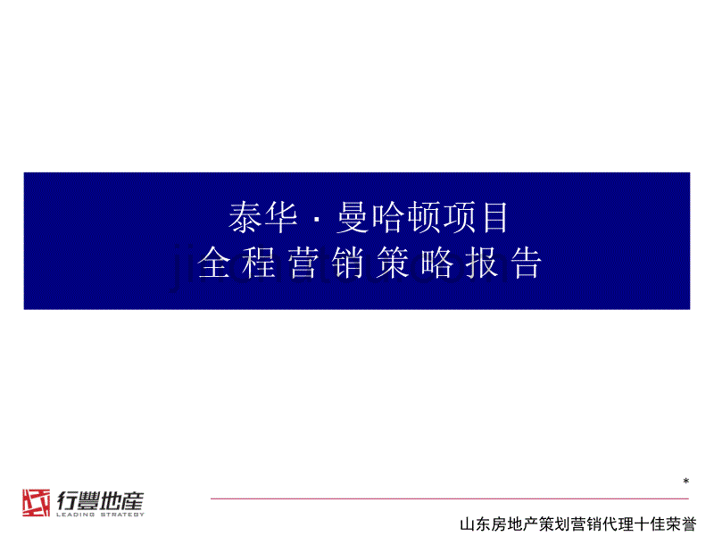 山东安丘市泰华·曼哈顿项目全程营销策略报告(第二版20090310)行丰地产_第1页