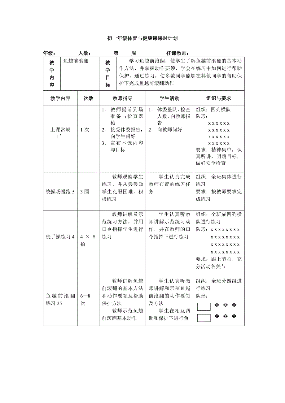 2。初一年级体育与健康课课时计划_第1页