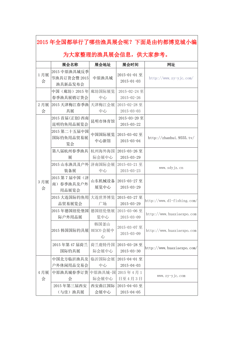 全国渔具展会信息一览表钓都出品_第1页