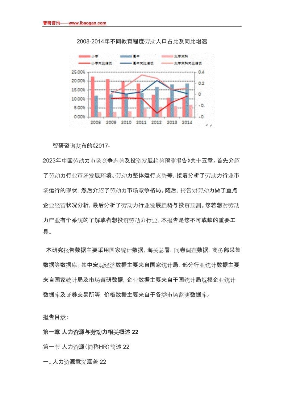 2017-2023年中国劳动力市场竞争态势及投资发展趋势预测报告_第5页