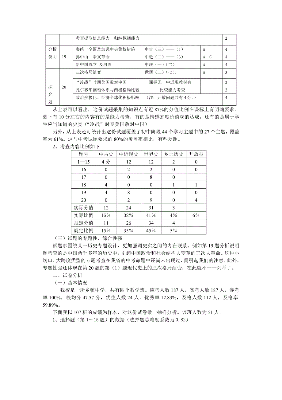 第一次中考模拟适应性训练历史试卷分析_第2页