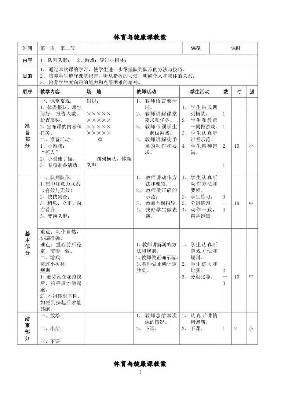 小学三年级《体育与健康》课全套教案_第3页