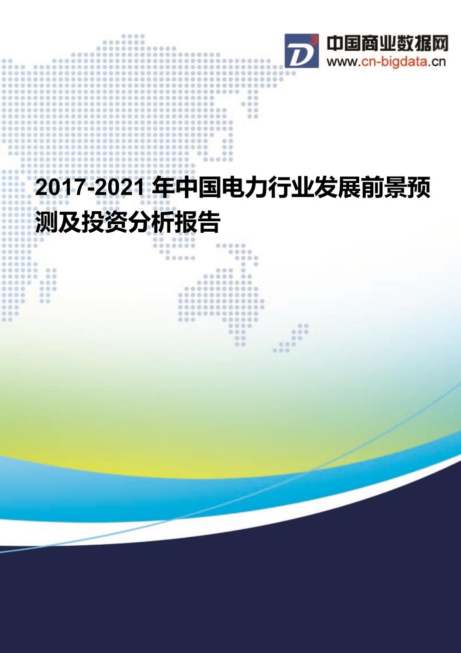 2017-2021年中国电力行业发展前景预测及投资分析报告_第1页