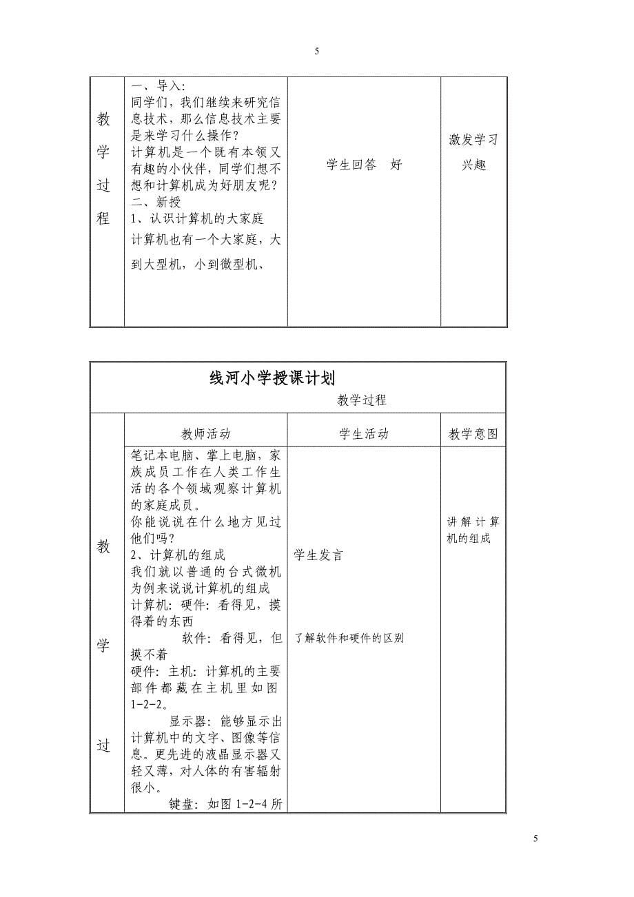 中图版小学信息技术五年级全册教案_第5页