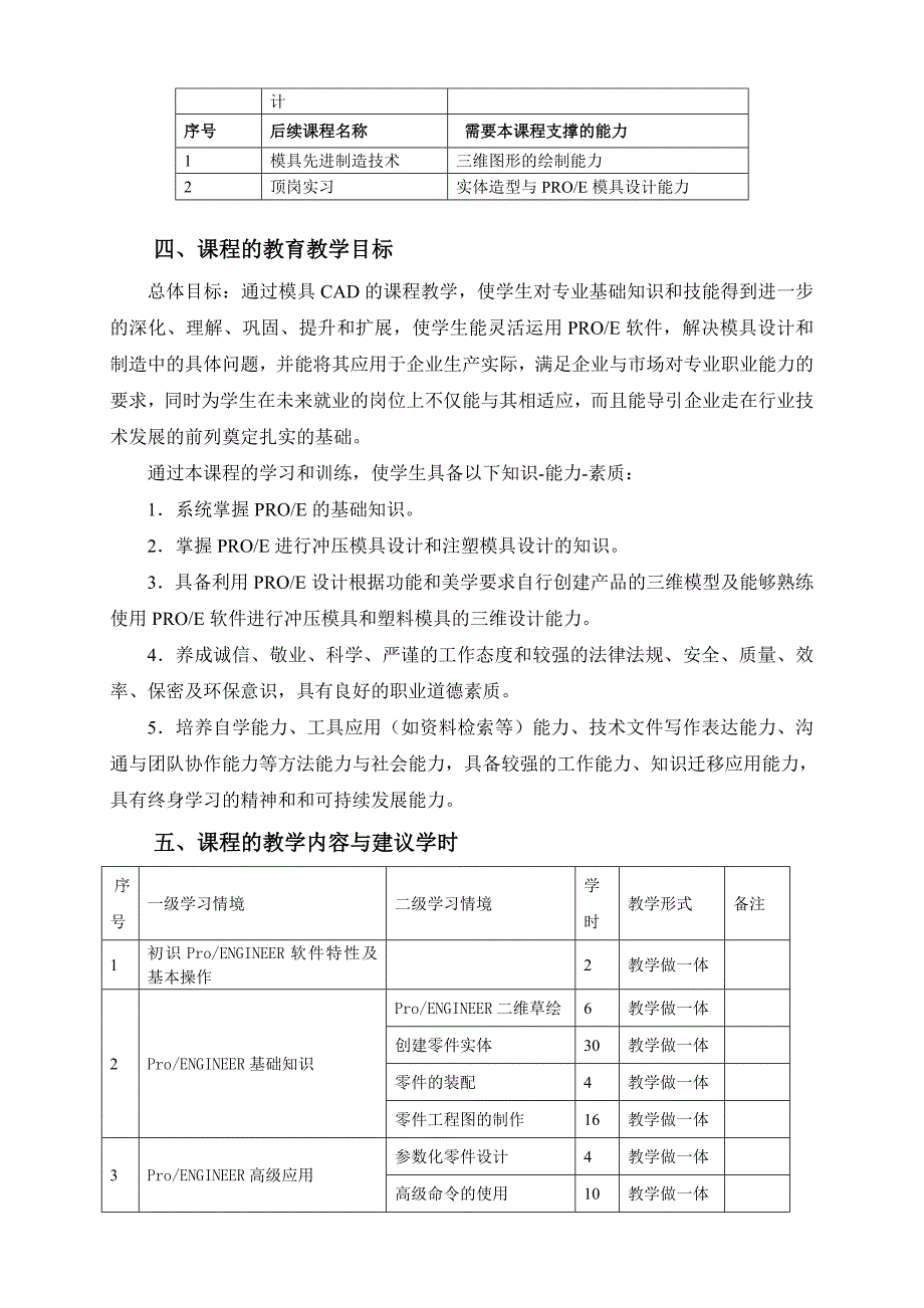 模具CAD课程标准_第2页