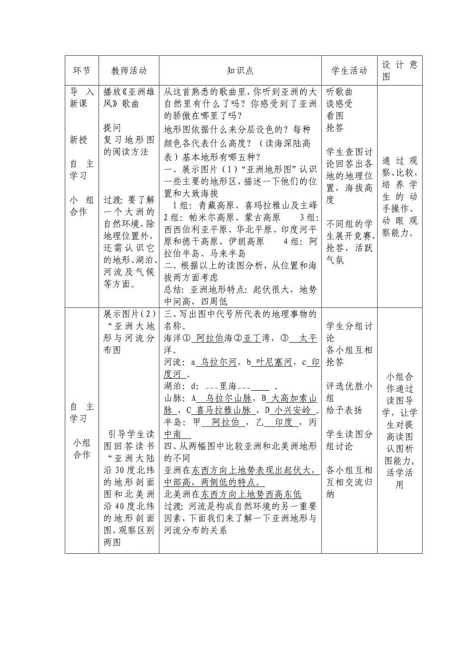 人教版七年级下册地理教案(全册_第5页