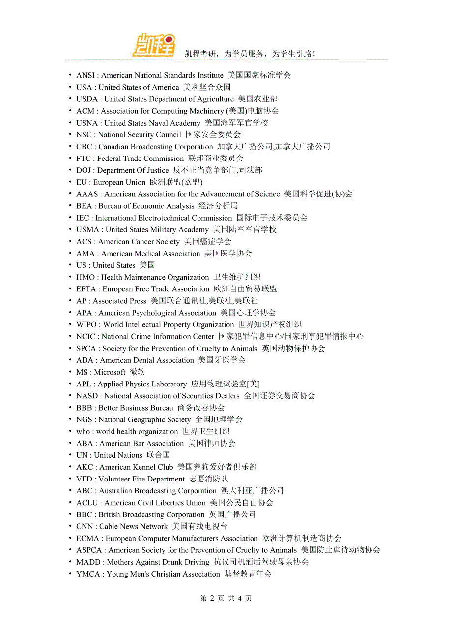 考研翻硕百科知识英文缩写整理_第2页