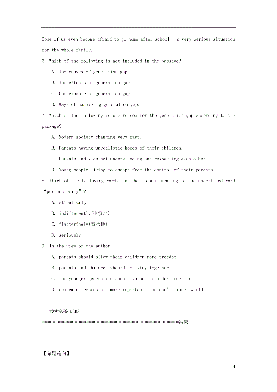 河北省涿州市2014高考英语阅读理解、短文改错系列训练(9)_第4页